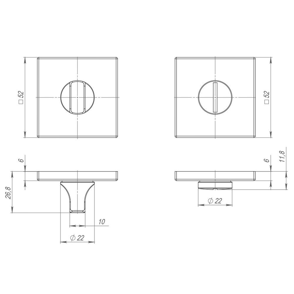 Ручка поворотная BK6.K.ARC.Q52 (BK6 ARC) BL-24 черный