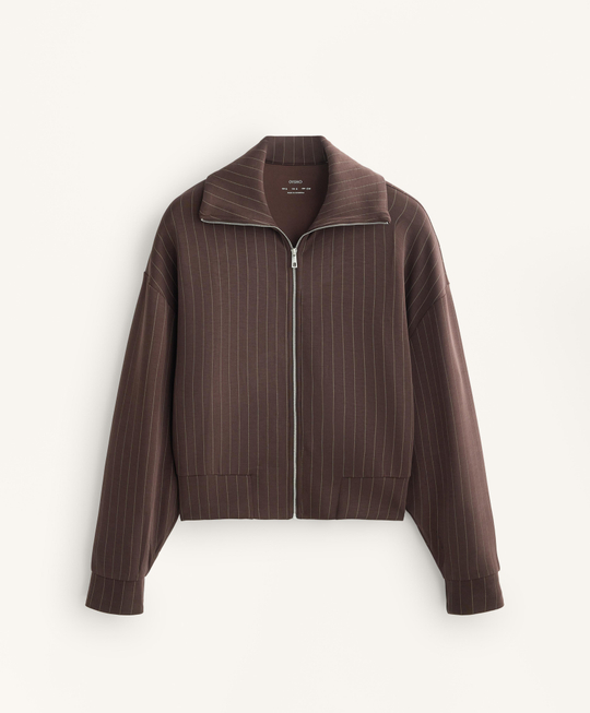 Oysho Куртка boxy в полоску со складкой на спине из мягкой ткани с модалом, коричневый