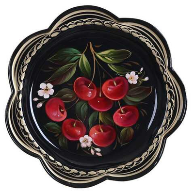 Жостовский поднос декоративный, размер 18 см (A1), металлический
