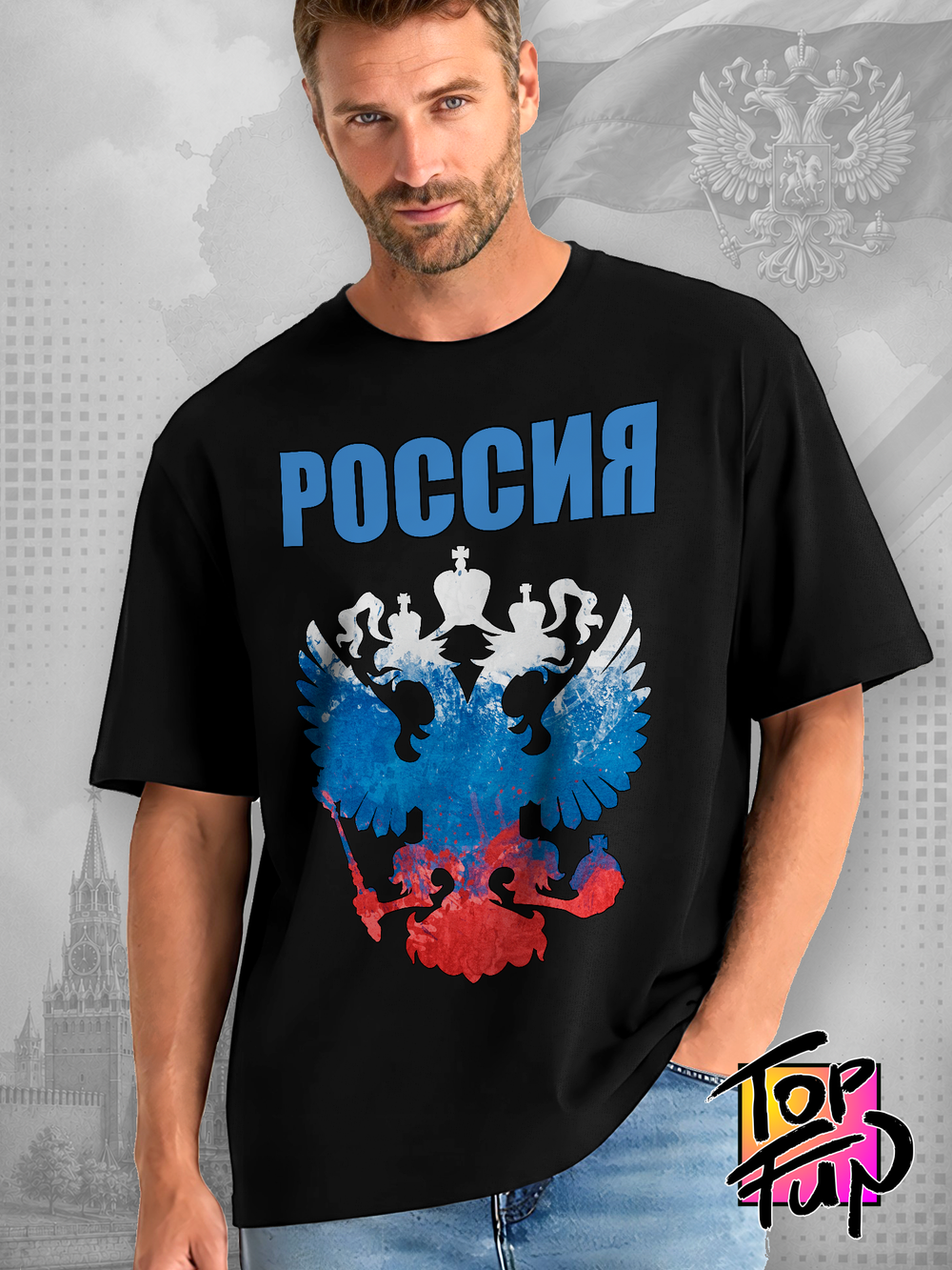 Футболка Россия герб триколор