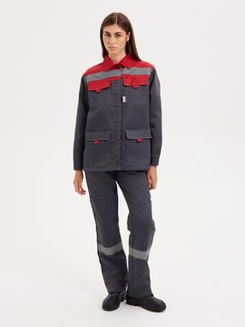 Костюм женский "Нова" брюки (т.серый/красный)