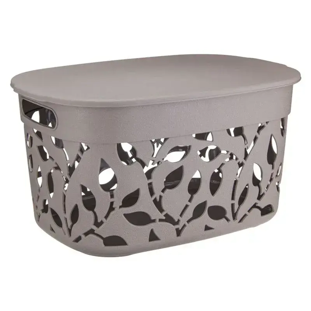 Коробка ФЛОРА 12л с крышкой французcкий серый 0,205*0,265*0,375 м (комплект 6 шт)