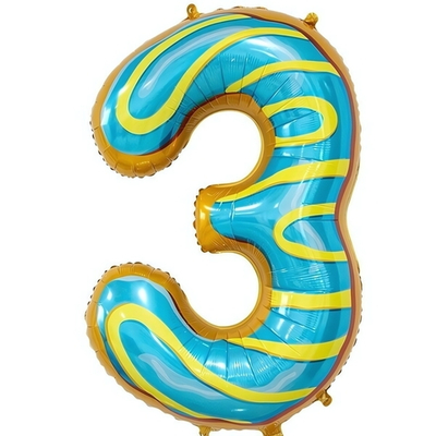 Шар фольгированный 32'/81см Цифра 3"Сладкий пончик»