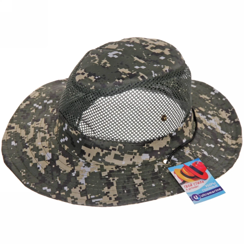 Шляпа мужская с клепками и сеткой «Tourist», микс 5 цвтов, 58р, ширина полей 7,5см