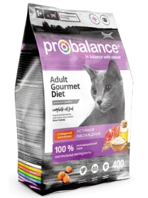 Уценка! Повр.упак. / Сухой корм ProBalance Gourmet Diet для взрослых кошек с говядиной и ягненком