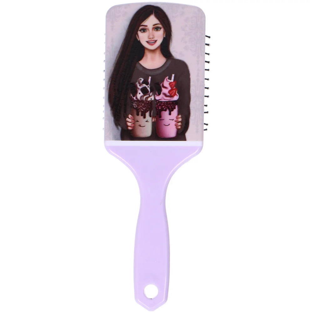 Расческа массажная прямоугольная форма «КОЛЛЕКЦИЯ ИМАНИ - КЛАРА», микс 4 дизайна, 24*7,5см (PVC упаковка)