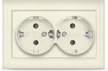 Розетка двухместная "UNIVersal" серия "Бриллиант" с/з, с/у, 16А, 220В, "слоновая кость" (ivory), (ев