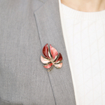 Брошь Shadore Лист резной XZ0863.9 R/G