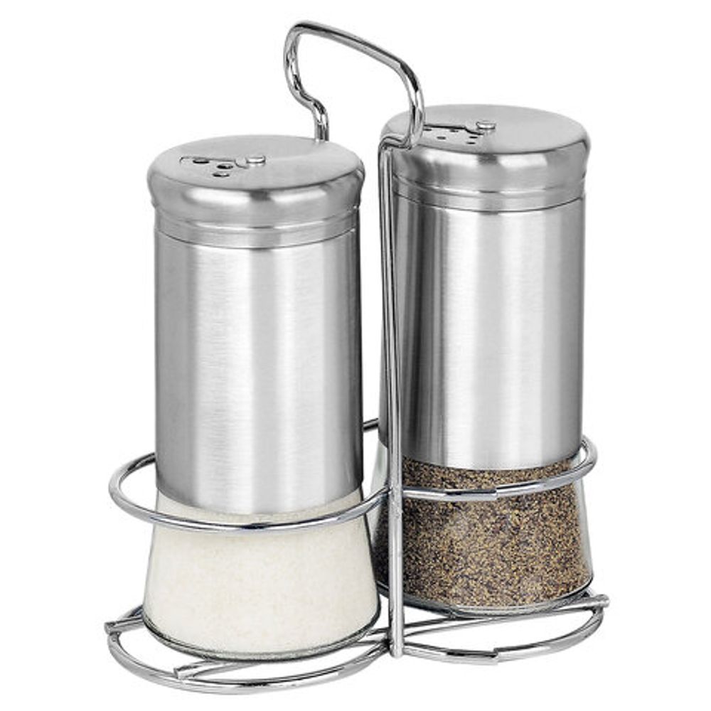 Набор для специй 2х140 мл, ULTRA, подставка + солонка + перечница, 3 типа отверстий, WEGLA (ВЕГЛА), 700234