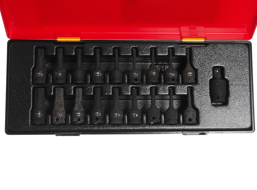 Набор головок торцевых 3/8" 6-ти гранных ударных 19 предметов в кейсе JTC