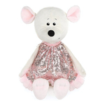 Мышка Мила в розовом платье, 21 см.