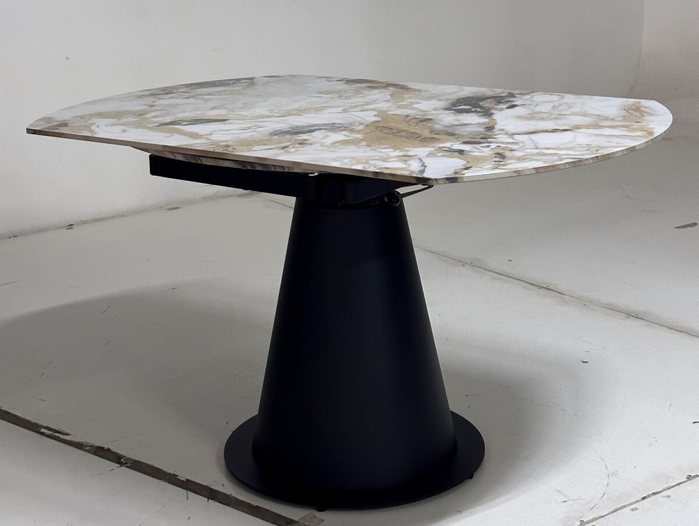 Стол TERAMO 135 GLOSS GRAND JADE SOLID CERAMIC, керамика, поворотн.механизм / Черный каркас, ®DISAUR
