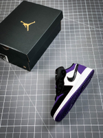 AIR JORDAN 1 LOW WHITE/BLACK-COURT PURPLE