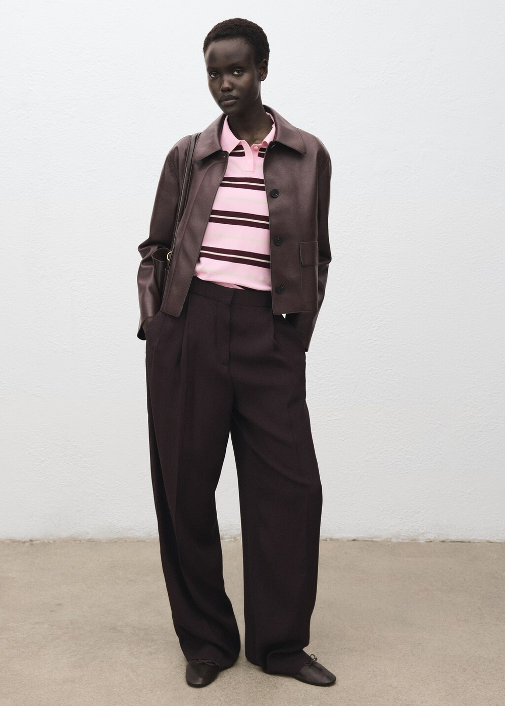 Джемпер в полоску с воротником поло