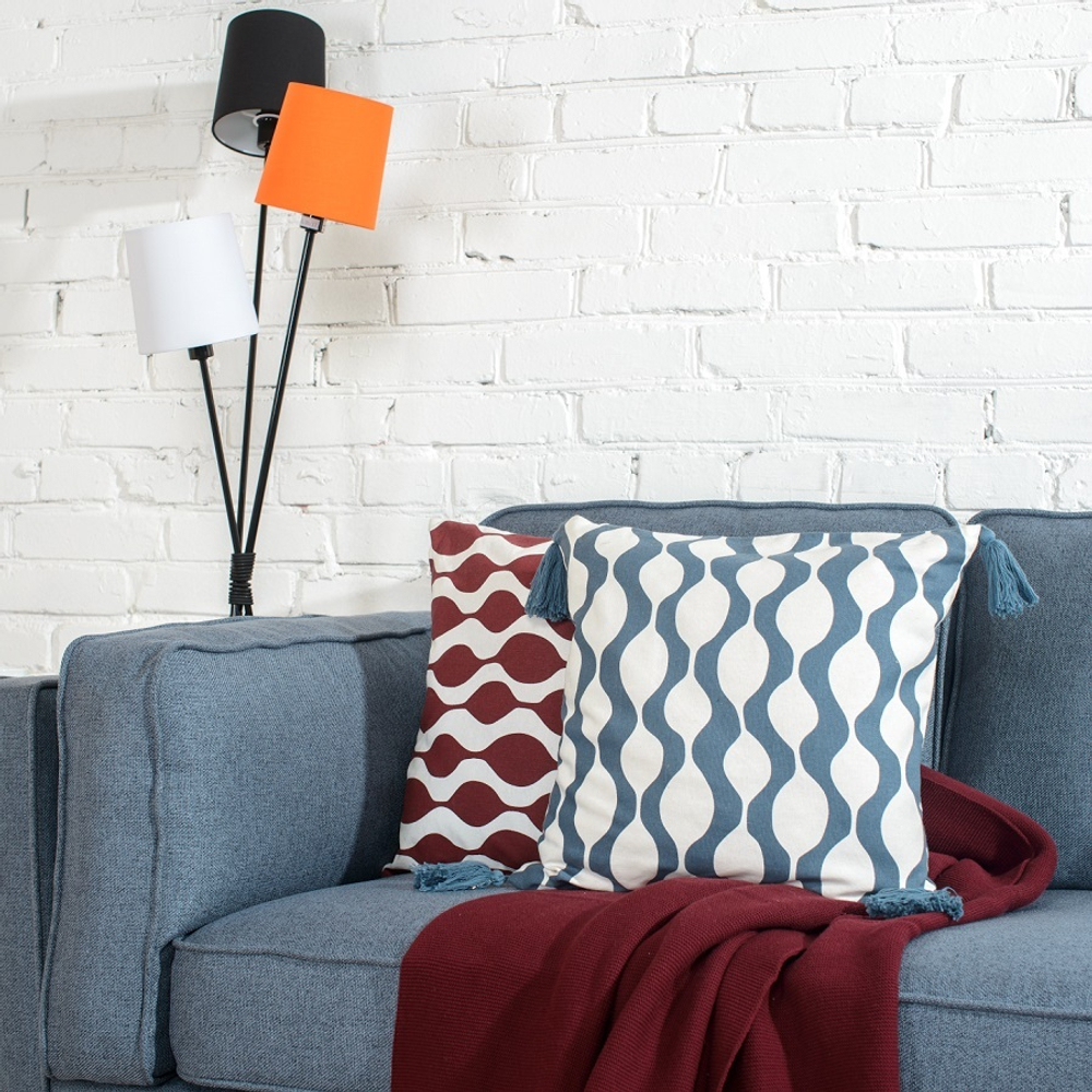 Чехол для подушки traffic с кисточками серо-синего цвета из коллекции cuts&pieces, 45х45 см