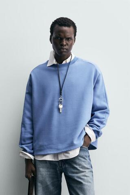 ZARA ТОЛСТОВКА RELAXED FIT, ЯРКО-СИНИЙ