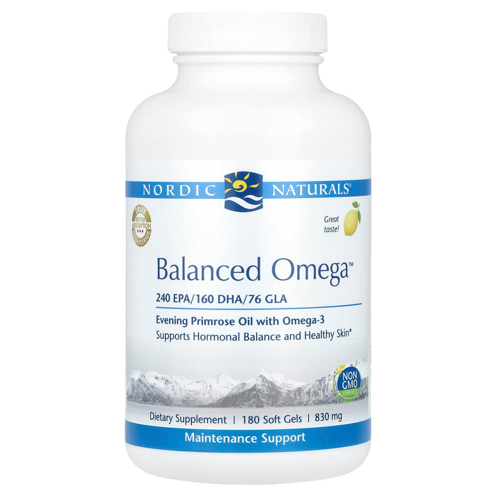 Nordic Naturals, Balanced Omega™, со вкусом лимона, 830 мг, 180 капсул (415 мг в 1 капсуле)