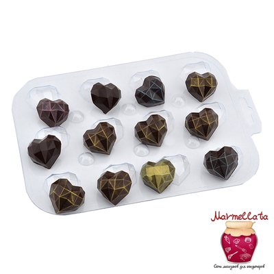 Форма для шоколада КОНФЕТЫ ГРАНЕНОЕ СЕРДЦЕ