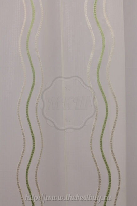 Тюль  с рисунком: Клерис (S213-2) - (300х280)х2 см. - бежево-салатовый