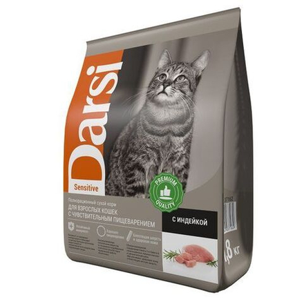 Сухой корм Darsi Sensitive для кошек с индейкой 1,8 кг