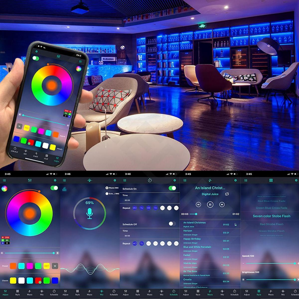 Светодиодная лента RGB Wi-Fi 5м./12в./Блок/Пульт Огонь YD-2061-5