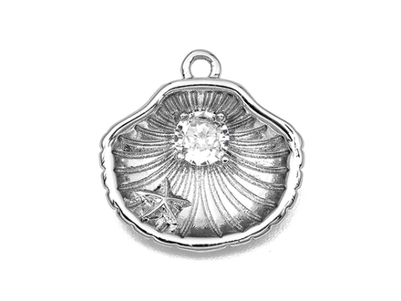 Подвеска "Ракушка" с фианитом, 15мм
