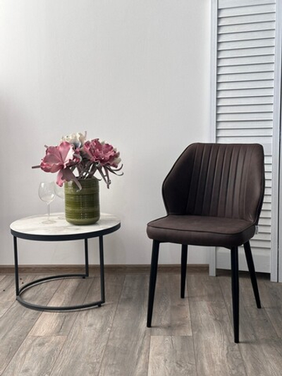 Стул VENA, цвет Style-06 Темно-коричневый, ткань под нубук / черный каркас М-City