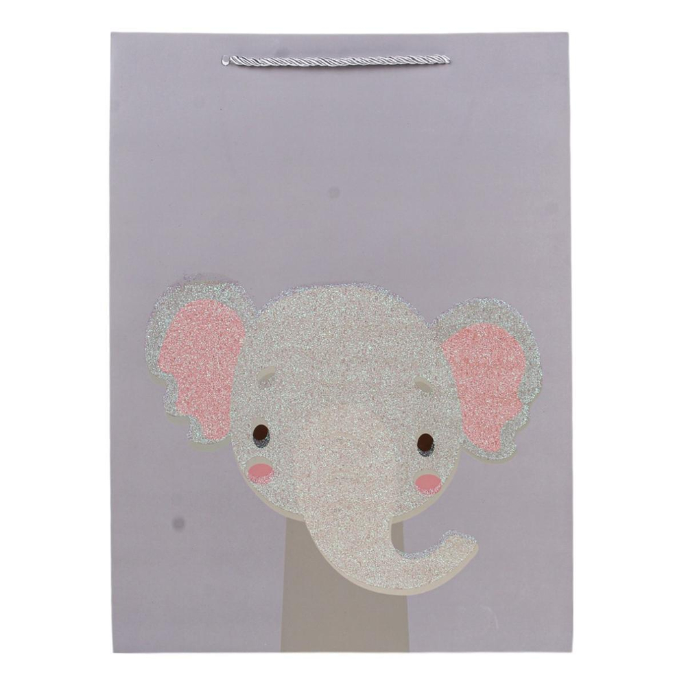 Пакет подарочный "Животные" 44*31*12см, с глитт, ручки - шнурок, 4 диз.