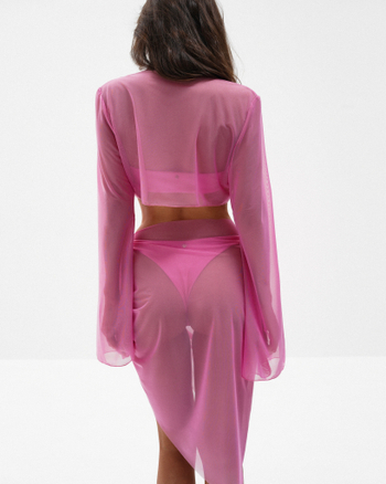 №019 Топ из сетки на завязках (розовый)