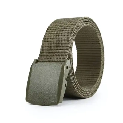 Ремень туристический 1,2м пластиковая пряжка, цвет зеленый