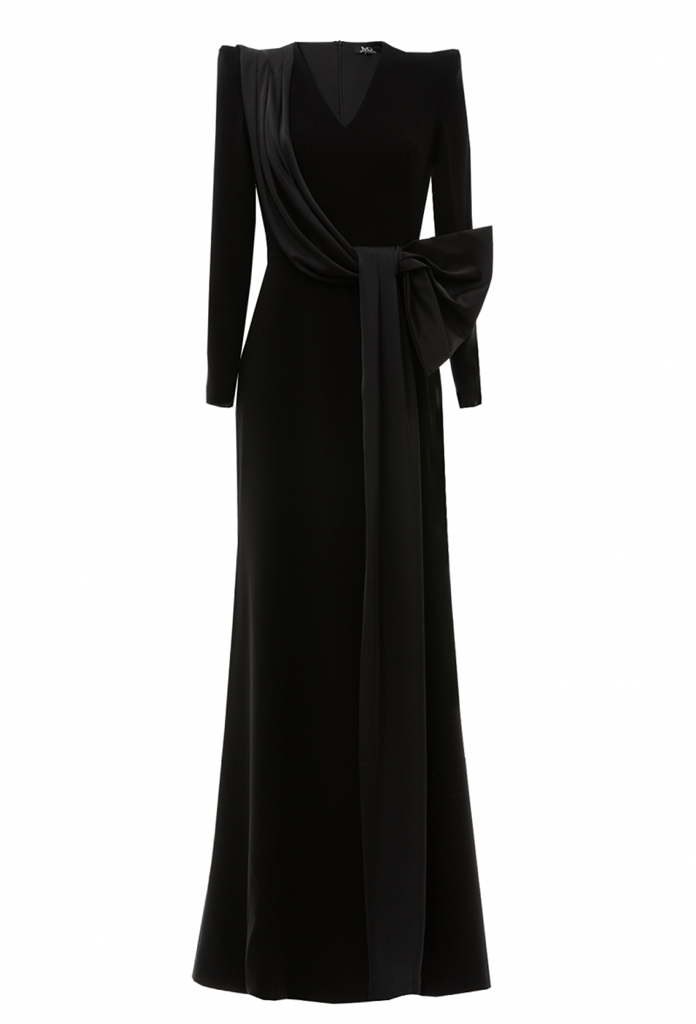 Платье в пол с драпировкой в виде банта на талии 15-01-24 FW