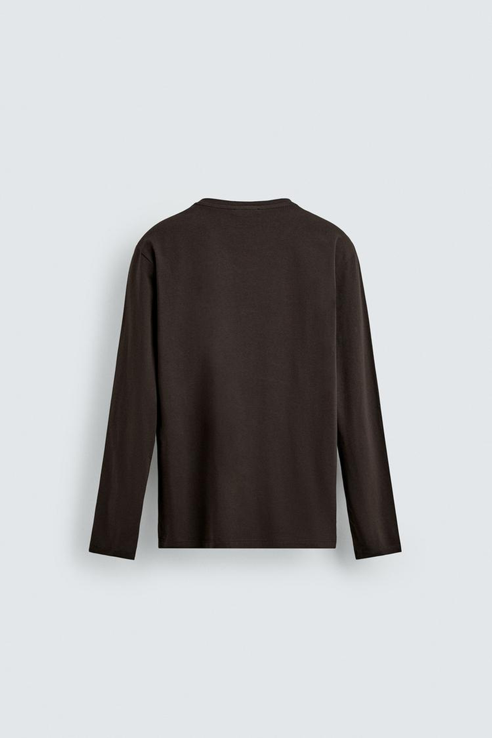 ZARA БАЗОВАЯ ФУТБОЛКА SLIM FIT, КОРИЧНЕВЫЙ