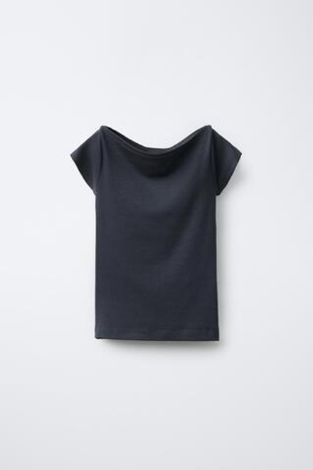 ZARA ФУТБОЛКА ИЗ СМЕСОВОГО МОДАЛА, АТРАЦИТОВО-СЕРЫЙ