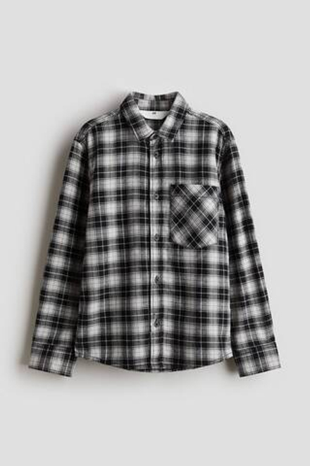 H&M Рубашка из хлопковой фланели, черный
