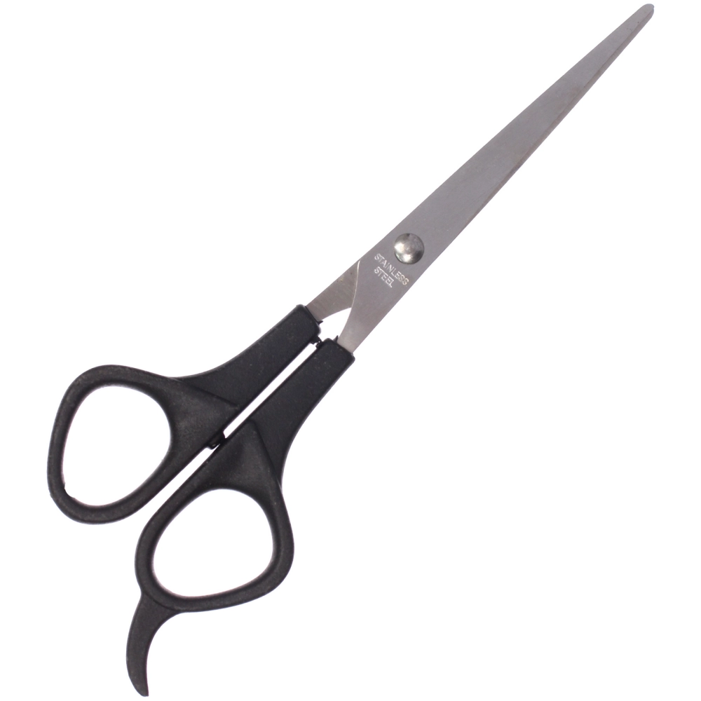 Ножницы универсальные бытовые «Barber», с упором для пальца, прямые, цвет черный, 17см