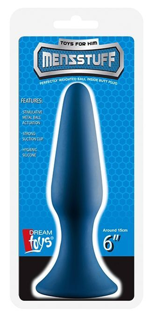 Синяя анальная пробка METAL BALL BUTT PLUG - 15 см.