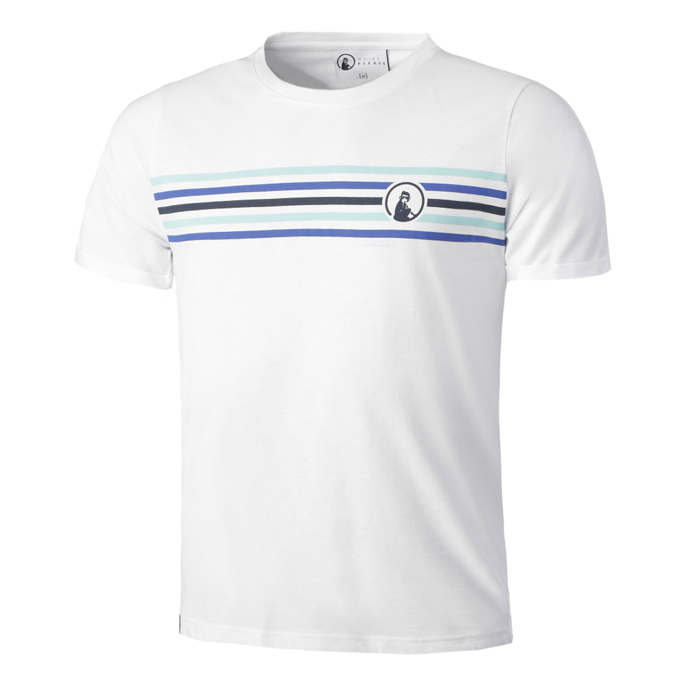 Мужское теннисное поло Quiet Please Ocean Stripe T-Shirt Men - White, Blue