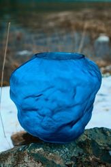 Паскаль (синий) Ваза стеклянная матовая 33.5х23х30.5см