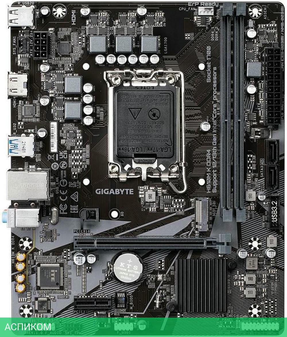 Материнская плата GigaByte H610M K DDR4 Soc-1700 Intel rev. 1.0
