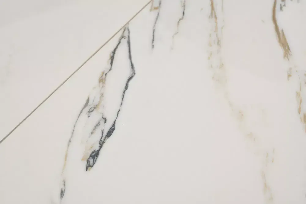 "Меркурий" стол интерьерный раздвижной обеденный из керамики, цвет белый глянцевый