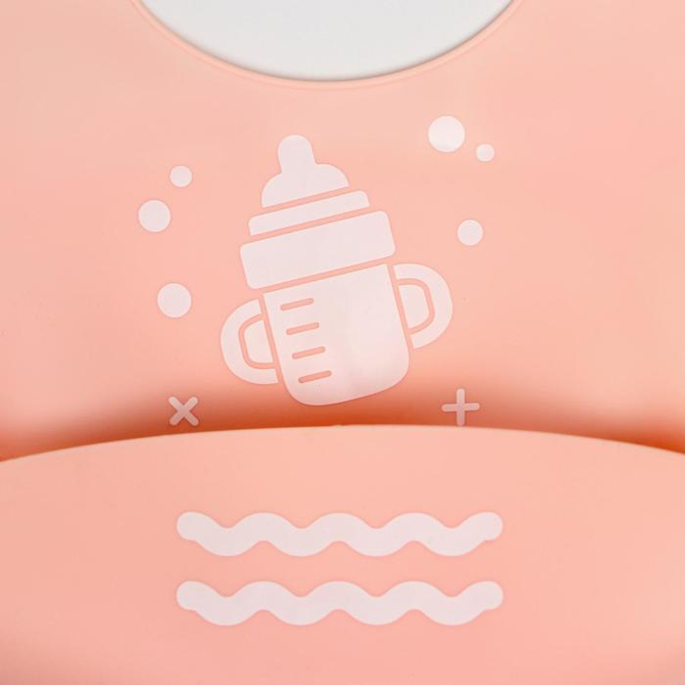 5525466 Нагрудник детский «Любимая бутылочка», силиконовый с карманом, цвет розовый