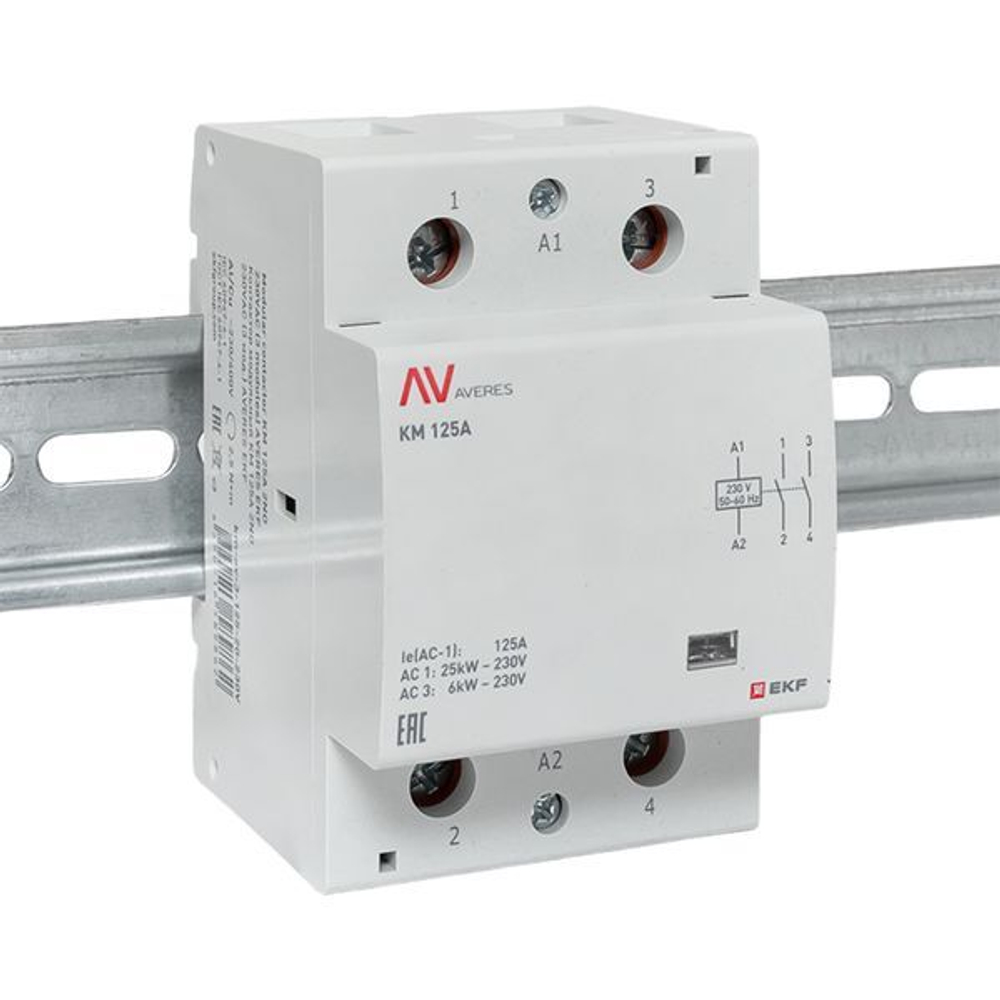 Контактор модульный EKF km-av-3-125-20-230V