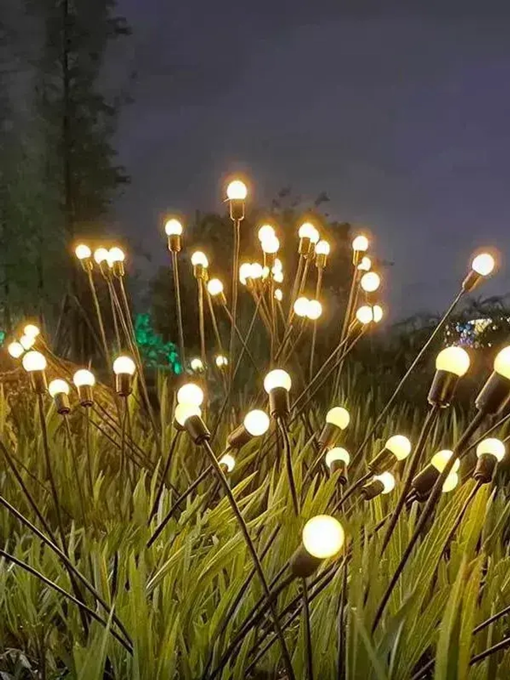 Декоративный садовый уличный светильник 6 ламп на солнечной батарее "Фонарик светлячок"