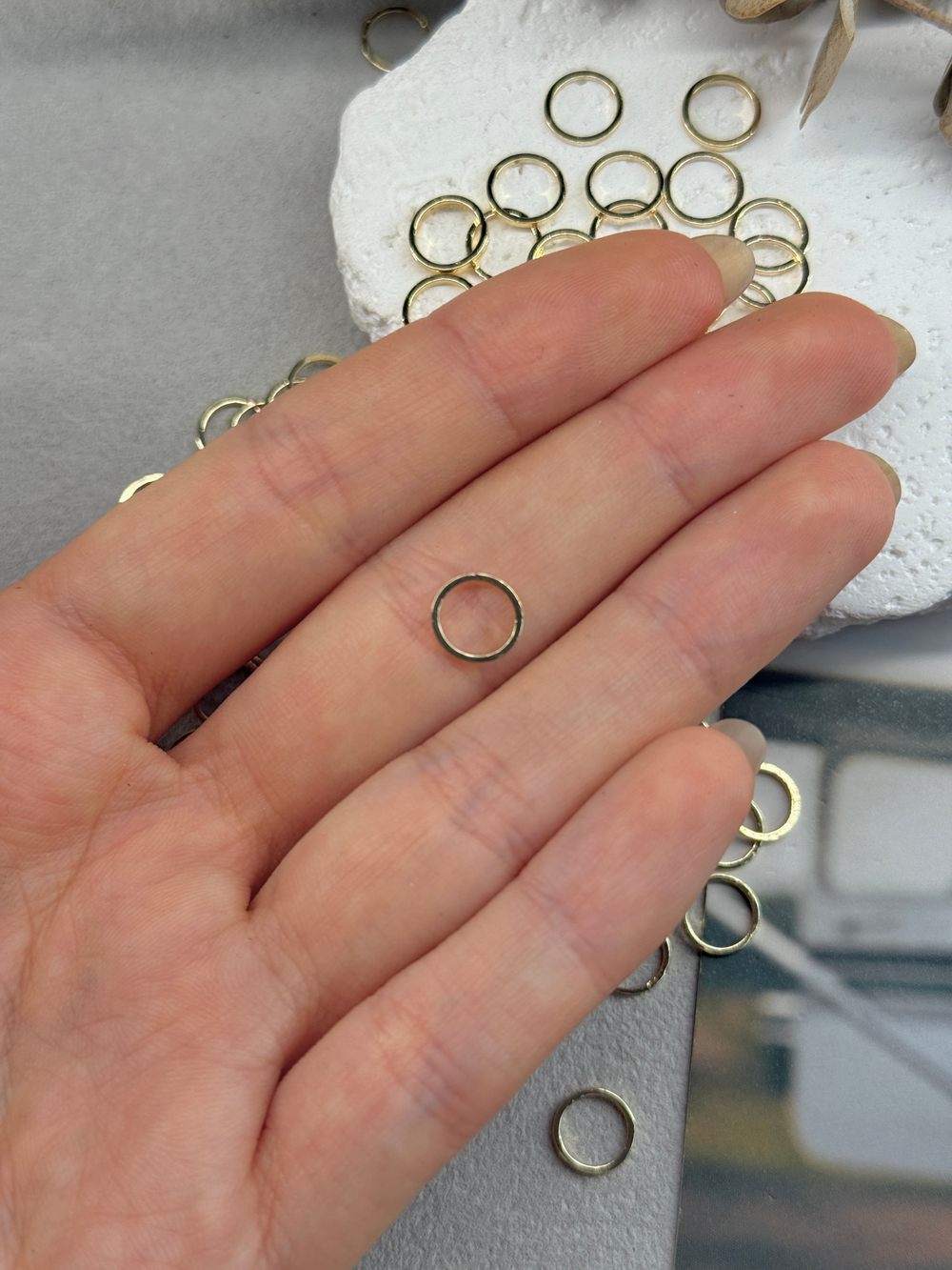 Коннектор "Круг", 8 мм 10 штук, позолота 14k