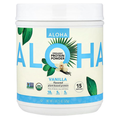 Aloha, Organic Protein Powder, Vanilla, 1 lb 2.5 oz (525 g)