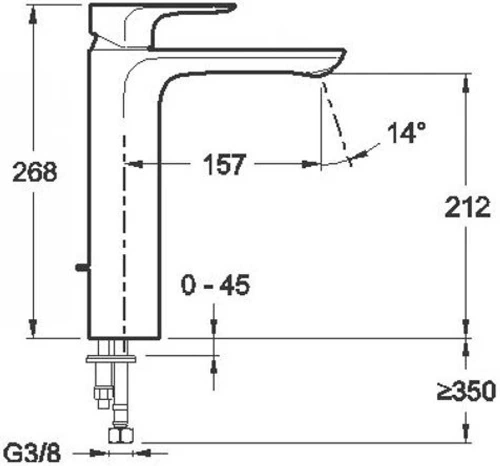 Высокий смеситель для раковины Jacob Delafon Aleo E72299-4-CP схема