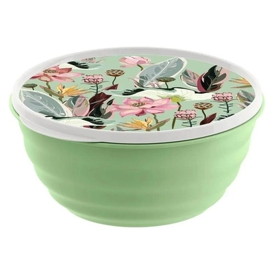 Миска Latina 3,2л с крышкой с декором (зеленый)