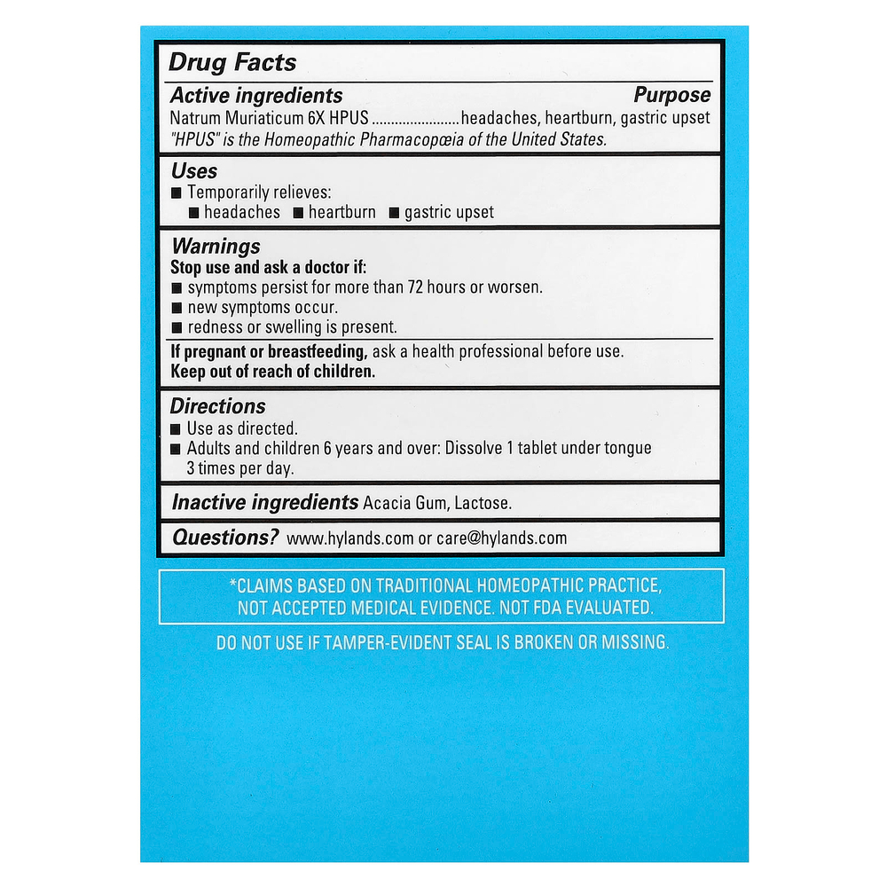 Hyland's Naturals, Cell Salt # 9, Nat. Mur 6X, 100 быстрорастворимых отдельных таблеток