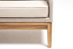 "Канны" диван 2-местный плетеный из роупа, основание дуб, роуп бежевый круглый, ткань бежевая 15052