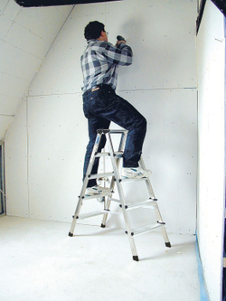 DOPPLO Двусторонняя стремянка, 2 х 5 ступенек,раб. высота 2,86 м(120342)